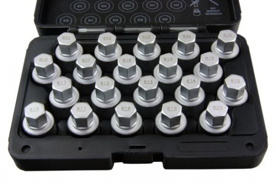 Slotbout sleutel / wielslotbout doppenset Audi 20-delig